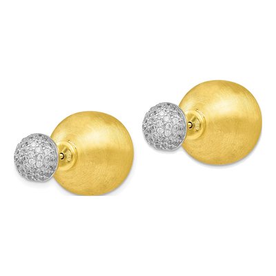 Gold-Plated Sterling Silver Round CZ Front-Back Stud Earrings – view 3
