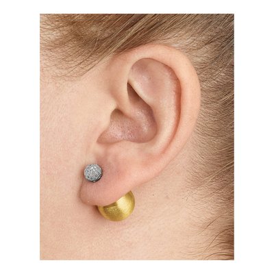 Gold-Plated Sterling Silver Round CZ Front-Back Stud Earrings – view 4