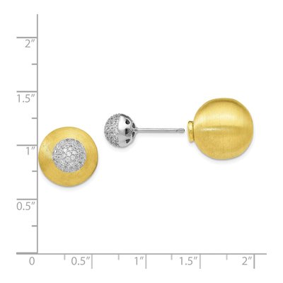 Gold-Plated Sterling Silver Round CZ Front-Back Stud Earrings – view 5