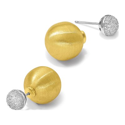 Gold-Plated Sterling Silver Round CZ Front-Back Stud Earrings – view 6