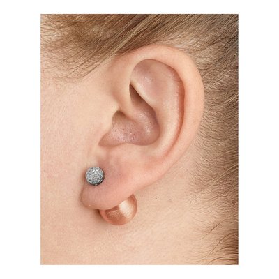 Rose Gold-Plated Sterling Silver Round CZ Front-Back Stud Earrings – view 4