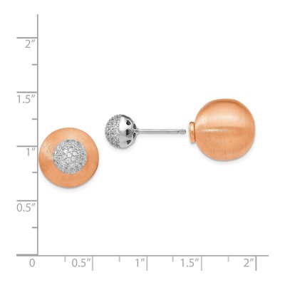 Rose Gold-Plated Sterling Silver Round CZ Front-Back Stud Earrings – view 5