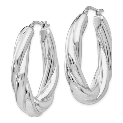 Sterling Silver Twisted Hoop Earrings – view 3