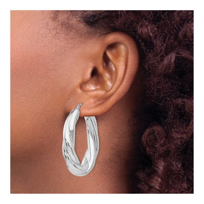 Sterling Silver Twisted Hoop Earrings – view 4
