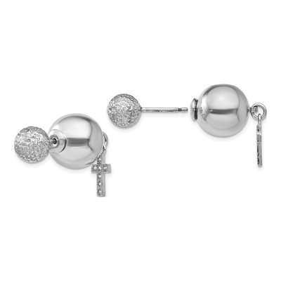 Sterling Silver 1mm Round CZ Cross Front Back Stud Earrings – view 6