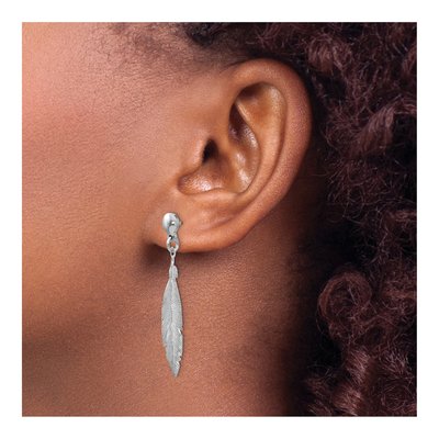Sterling Silver Leaf Dangle Earrings – view 4
