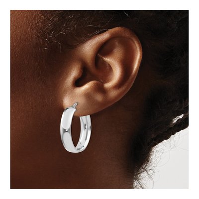 Sterling Silver Oval Hoop Earrings – view 4