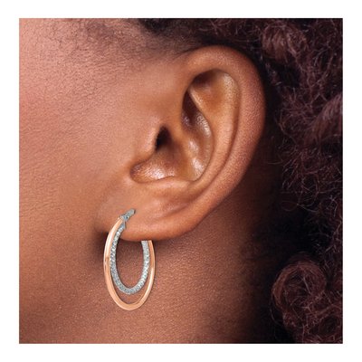 Sterling Silver 25mm Diamond-Cut Hoop Earrings – view 4
