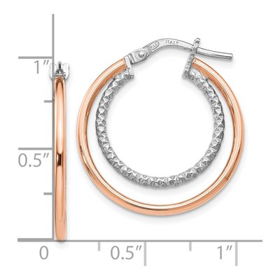 Sterling Silver 25mm Diamond-Cut Hoop Earrings – view 5