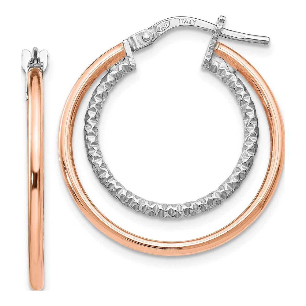 Sterling Silver 25mm Diamond-Cut Hoop Earrings
