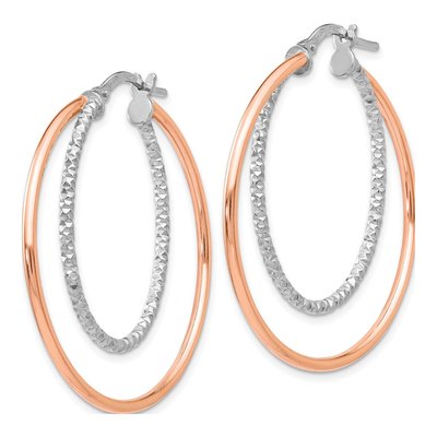 Sterling Silver 38mm Diamond-Cut Hoop Earrings – view 3