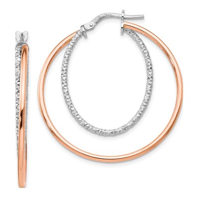 Sterling Silver 38mm Diamond-Cut Hoop Earrings