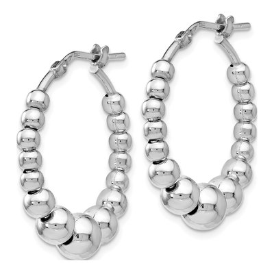 Sterling Silver 24mm Beaded Hoop Earrings – view 3
