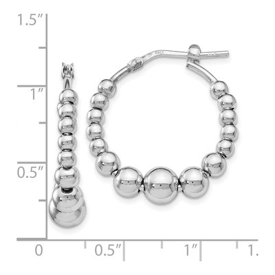 Sterling Silver 24mm Beaded Hoop Earrings – view 5