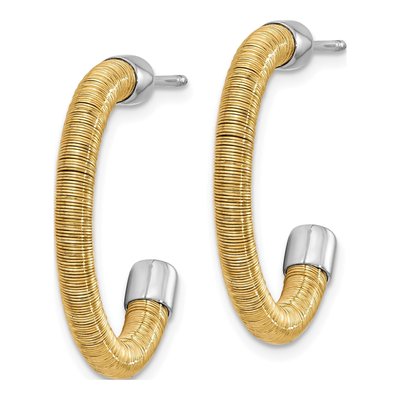 Sterling Silver 23mm Textured Hoop Earrings – view 2