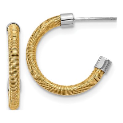Sterling Silver 23mm Textured Hoop Earrings