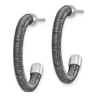 Sterling Silver 23mm Textured C- Hoop Earrings – view 2