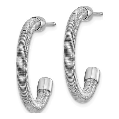Sterling Silver 23mm Textured C- Hoop Earrings – view 2