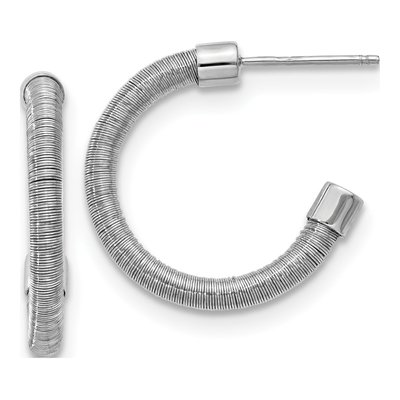 Sterling Silver 23mm Textured C- Hoop Earrings
