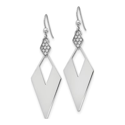 Sterling Silver Crystal Diamond-Shape Dangle Earrings – view 3