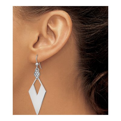 Sterling Silver Crystal Diamond-Shape Dangle Earrings – view 4