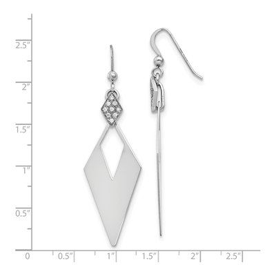 Sterling Silver Crystal Diamond-Shape Dangle Earrings – view 5