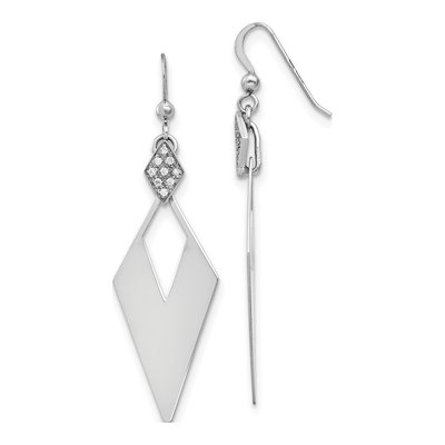 Sterling Silver Crystal Diamond-Shape Dangle Earrings