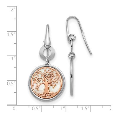 Sterling Silver Mother of Pearl Tree of Life MOP Dangle Earrings – view 5