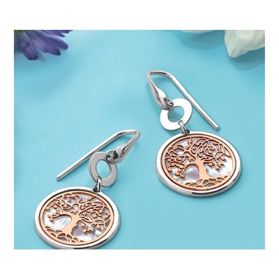 Sterling Silver Mother of Pearl Tree of Life MOP Dangle Earrings – view 6