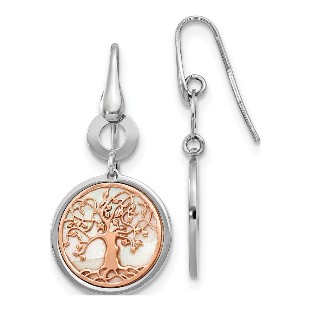 Sterling Silver Tree of Life MOP Dangle Earrings