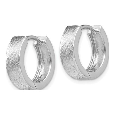 Sterling Silver 13mm Textured Huggie Hoop Earrings – view 3
