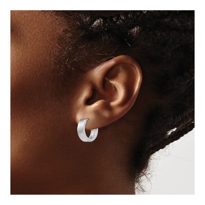 Sterling Silver 13mm Textured Huggie Hoop Earrings – view 4
