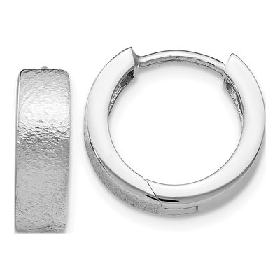 Sterling Silver 13mm Textured Huggie Hoop Earrings