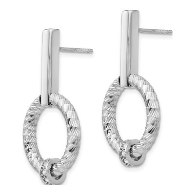 Sterling Silver CZ Diamond-Cut Dangle Earrings – view 3