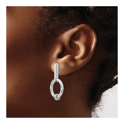 Sterling Silver CZ Diamond-Cut Dangle Earrings – view 4