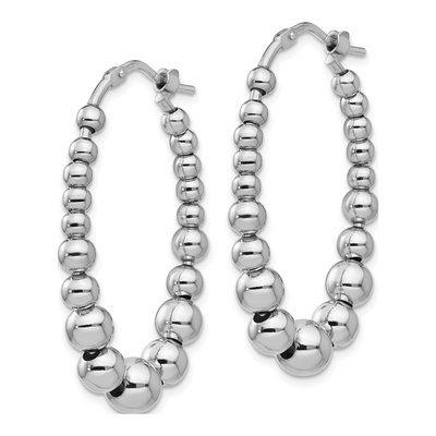 Sterling Silver Beaded Hoop Earrings – view 3