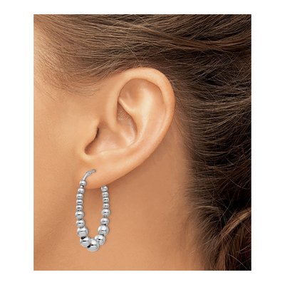 Sterling Silver Beaded Hoop Earrings – view 4