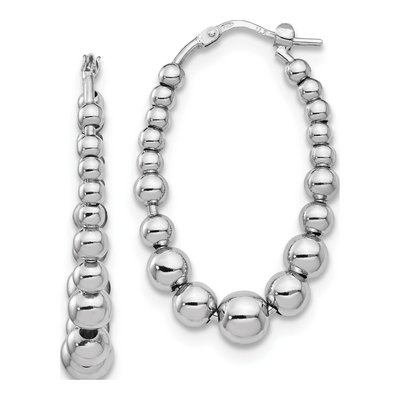 Sterling Silver Beaded Hoop Earrings