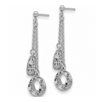 Sterling Silver Diamond-Cut Circle Dangle Earrings – view 2