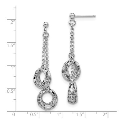 Sterling Silver Diamond-Cut Circle Dangle Earrings – view 4