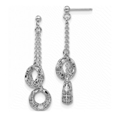 Sterling Silver Diamond-Cut Circle Dangle Earrings