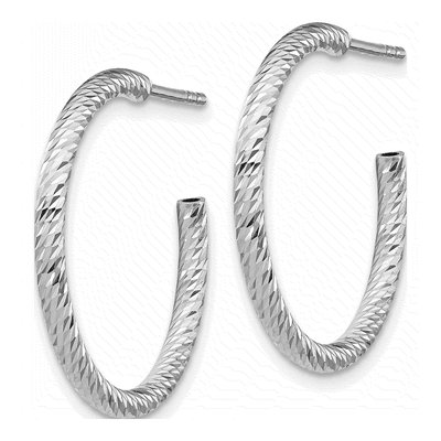 Sterling Silver 24mm Diamond-Cut Hoop Earrings – view 3