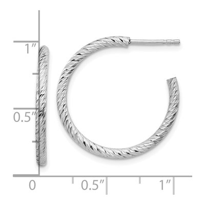 Sterling Silver 24mm Diamond-Cut Hoop Earrings – view 5