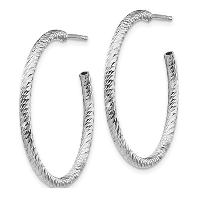 Sterling Silver 30mm Diamond-Cut Hoop Earrings – view 3