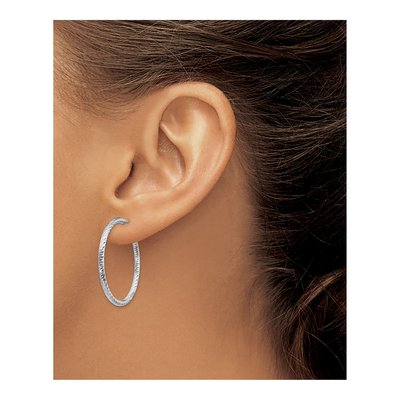 Sterling Silver 30mm Diamond-Cut Hoop Earrings – view 4