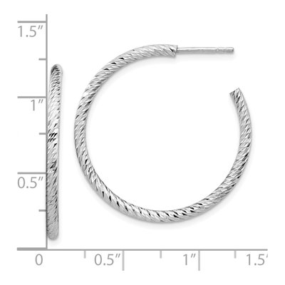 Sterling Silver 30mm Diamond-Cut Hoop Earrings – view 5