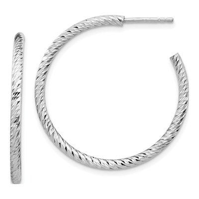Sterling Silver 30mm Diamond-Cut Hoop Earrings