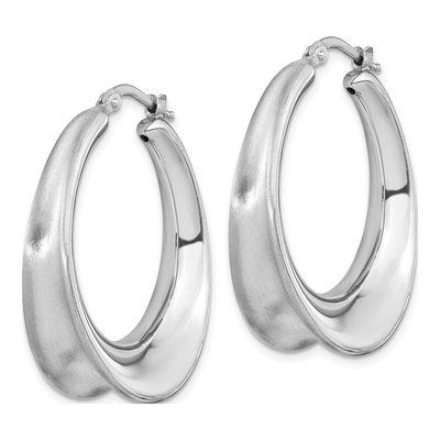 Sterling Silver 36mm Oval Hoop Earrings – view 3