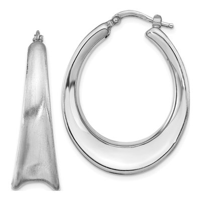Sterling Silver 36mm Oval Hoop Earrings