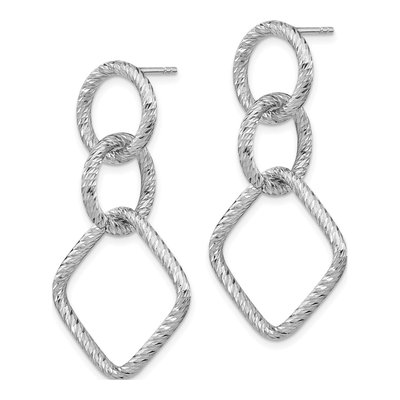 Sterling Silver Diamond-Cut Dangle Earrings – view 3